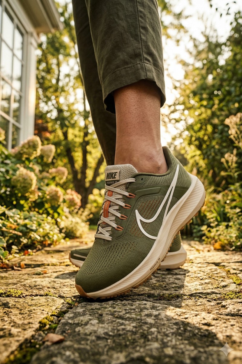 AI model wearing shoes